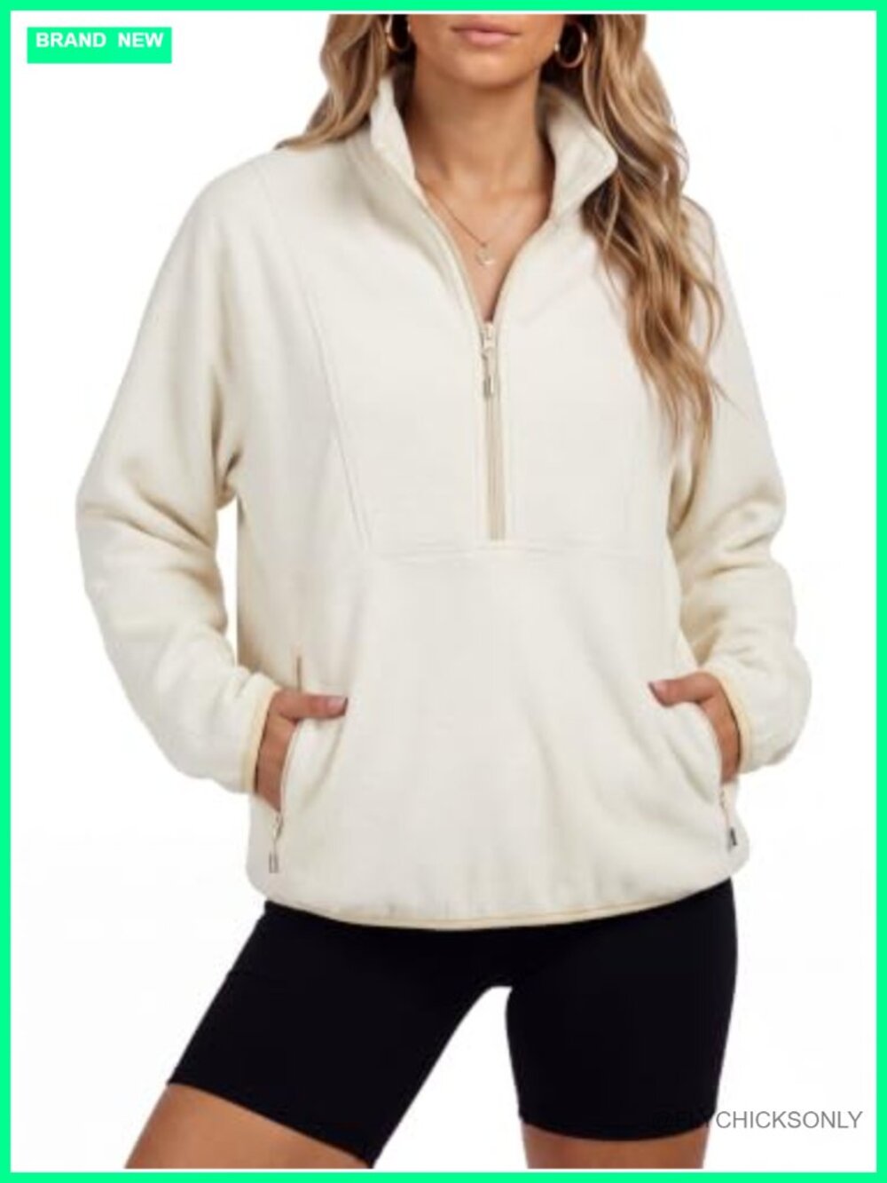 Women's Half Zip Fleece Sherpa Pullover Sweatshirt Mock Neck
